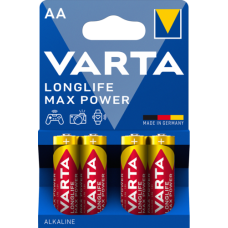 Батарейка Varta Longlife Max Power, Alkaline LR6 (АА), лужна, 4 шт., 25 грн/шт.