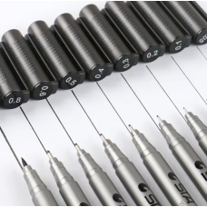 Набір лінерів капілярні ручки для скетч замальовок 9 шт чорного кольору, лінер, маркер для скетчингу