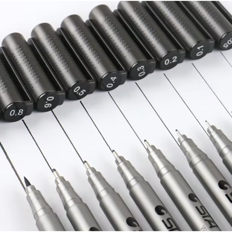 Набір лінерів капілярні ручки для скетч замальовок 9 шт чорного кольору, лінер, маркер для скетчингу