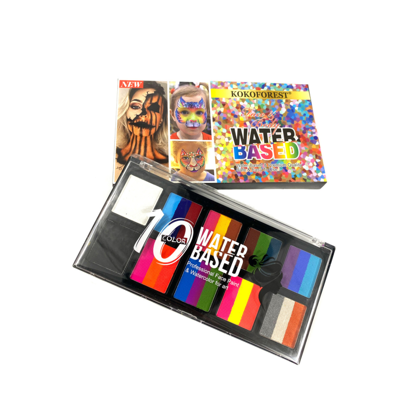 Фарби для бодіарту гіпоалергенні на водній основі для обличчя та тіла, аквагрим 10 кольорів