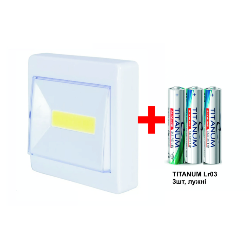 Ліхтар-кнопка WD-406 (HY-801, KL1701)+ батарейки Titanum/Videx LR03, лужні, 3шт, комплект