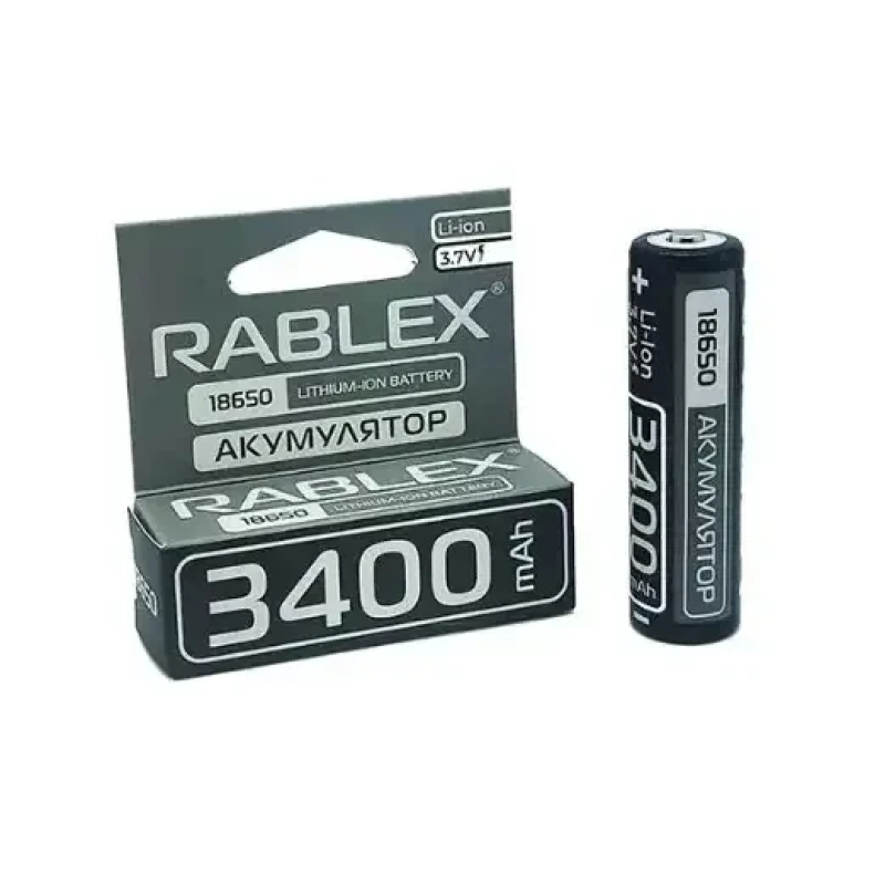 Акумулятор Rablex Li-ion 18650 (без захисту), 3400 mAh, 3,7V
