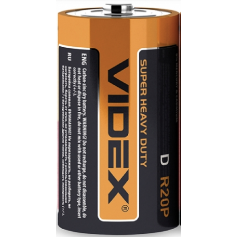 Батарейка VIDEX R20 (D), сольова, 1 шт. Батарейка VIDEX R20 (D), сольова, 1 шт.