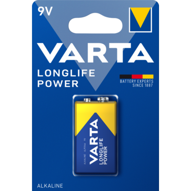 Батарейка VARTA Longlife Power Alkaline 9V (Крона), лужна