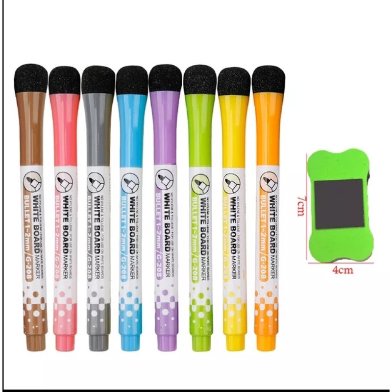 Маркер Gxin  8шт КОЛЬОРОВІ + губка для магнітної білої дошки, планери