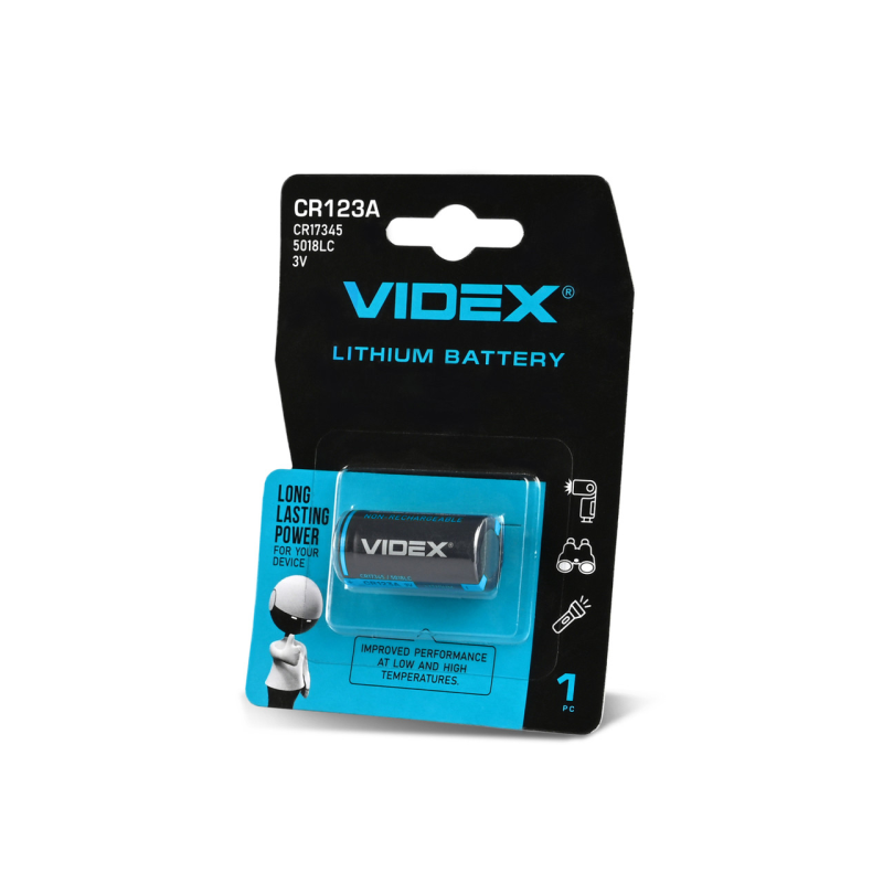 Батарейка Videx CR123А Lithium, 3.0 V, 10 шт.
