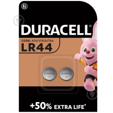 Батарейка Duracell Alkaline LR44 (AG13/A76/V13GA), лужна, 2 шт., ТІЛЬКИ ОРИГИНАЛ