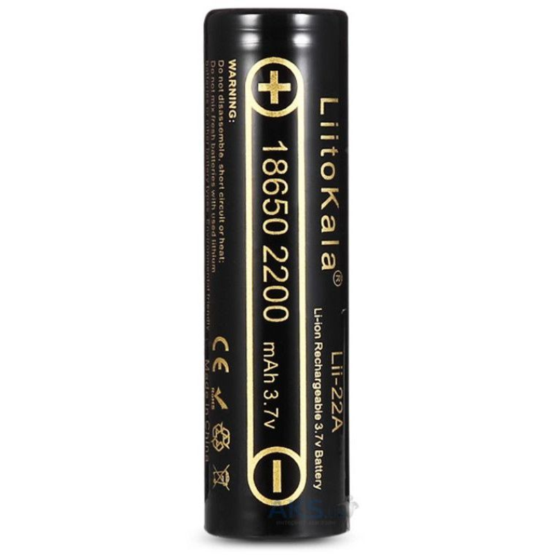 Аккумулятор LiitoKala 18650 Lii-22a, 10A, 2200mAh, 3,7V, 1шт, ТОЛЬКО ОРИГИНАЛ