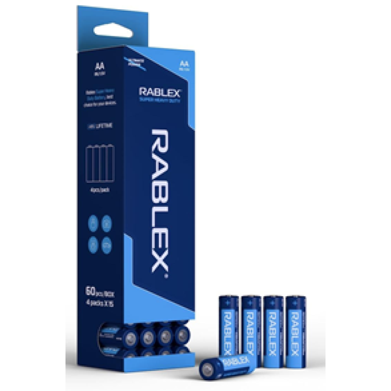 Батарейка RABLEX R6 zink-carbon (АА), сольова, 1 шт., НОВИЙ ДИЗАЙН