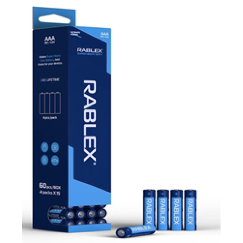 Батарейка RABLEX R03 zink-carbon (ААA), сольова, 1 шт., НОВИЙ ДИЗАЙН