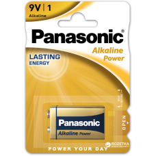 Батарейка Panasonic Alkaline 9V (Крона), лужна, 1 шт., ТІЛЬКИ ОРИГИНАЛ