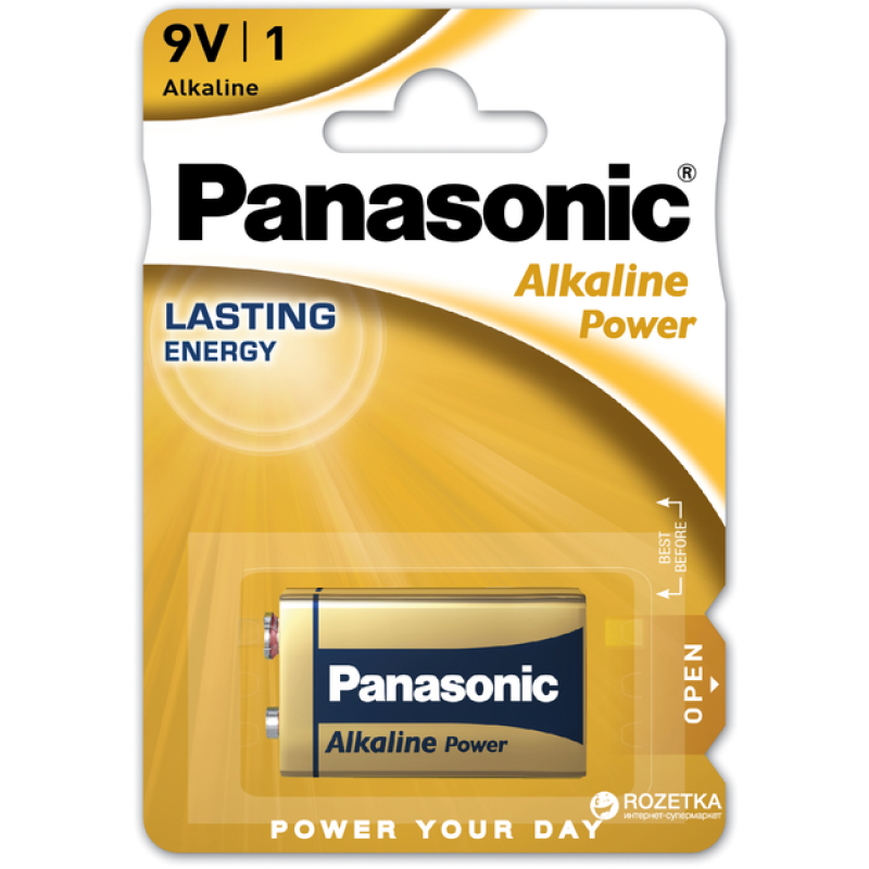 Батарейка Panasonic Alkaline 9V (Крона), лужна, 1 шт., ТІЛЬКИ ОРИГИНАЛ