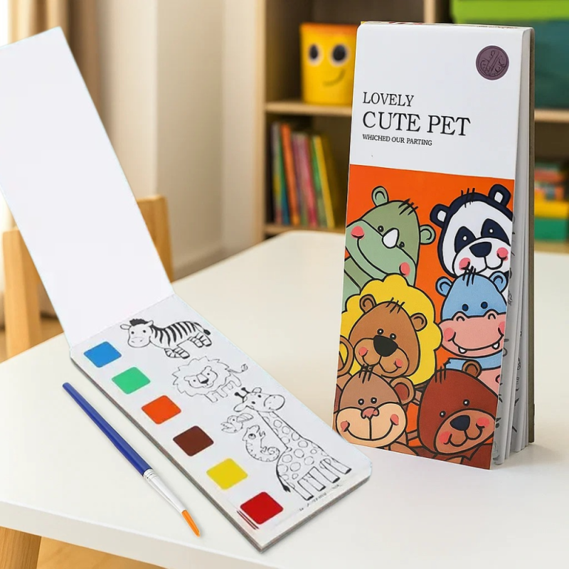 Альбом “Сute pet“ для розфарбовування акварельними фарбами розмальовка з пензликом і фарбами для творчості