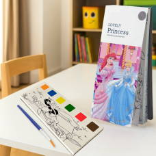 Альбом “Princess“ для розфарбовування акварельними фарбами розмальовка з пензликом і фарбами для творчості