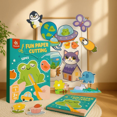 Альбом-книга для аплікації з шаблонами для вирізання з паперу для розвитку дрібної моторики рук. Рівень 1