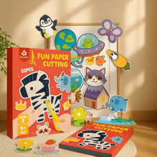 Альбом-книга для аплікації з шаблонами для вирізання з паперу для розвитку дрібної моторики рук. Рівень 3