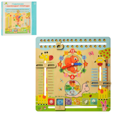 Дерев“яна іграшка Годинник MD 2063 (укр.) календар природи, 30-30 см