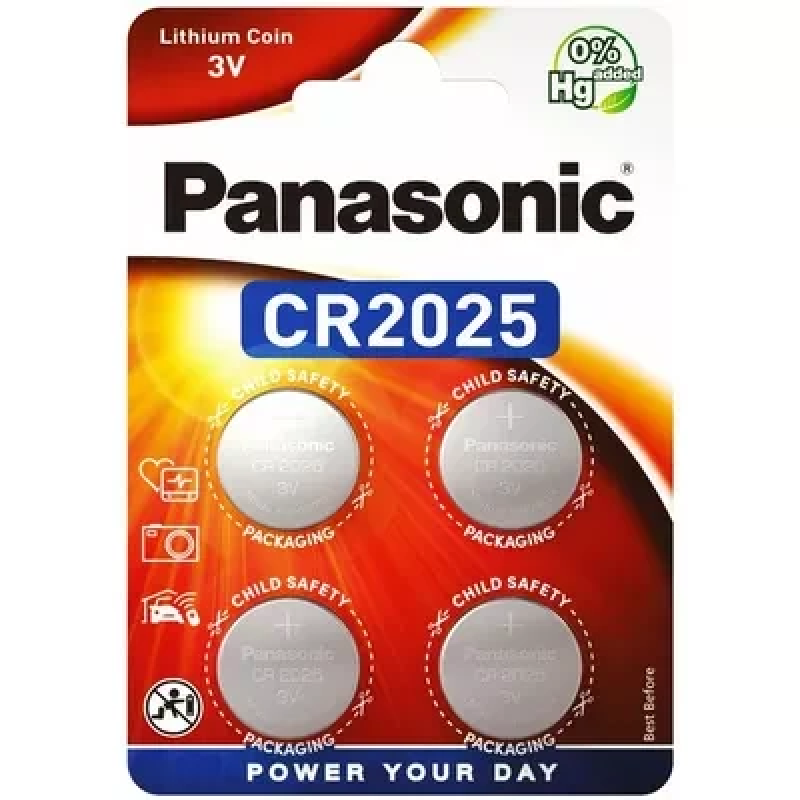 Батарейка Panasonic CR2025 Lithium, 3.0 V, 4 шт., 24 грн/шт