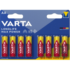 Батарейка Varta Longlife Max Power, Alkaline LR6 (АА), лужна, 8 шт., 22 грн/шт.