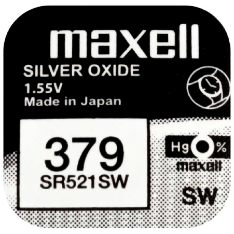 Батарейка Maxell SR521SW Silver Oxide (379), 1.55V, 1 шт. Батарейка Maxell SR521SW Silver Oxide (379), 1.55V, 1 шт.