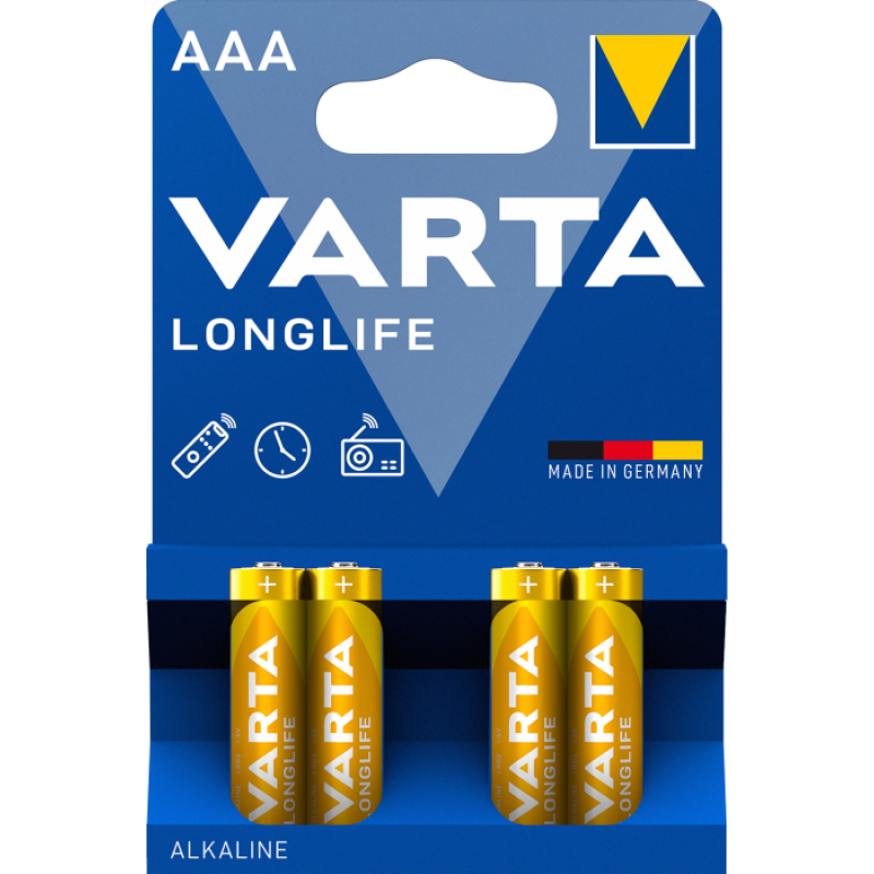Батарейка Varta Longlife Alkaline LR03 (AAA), лужна, 1 шт., ТІЛЬКИ ОРИГИНАЛ Батарейка Varta Longlife Alkaline LR03 (AAA), лужна, 1 шт., ТІЛЬКИ ОРИГИНАЛ