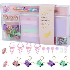 Подарунковий набір канцелярії для навчання, органайзер для офісу, ручка, скріпки, біндери та стікери