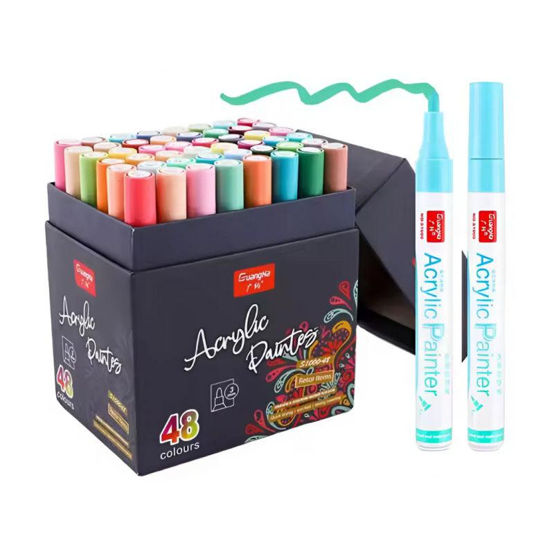 Набір акрилових маркерів GuangNa, 48 кольорів, художні маркери для творчості, скла, тканини, паперу