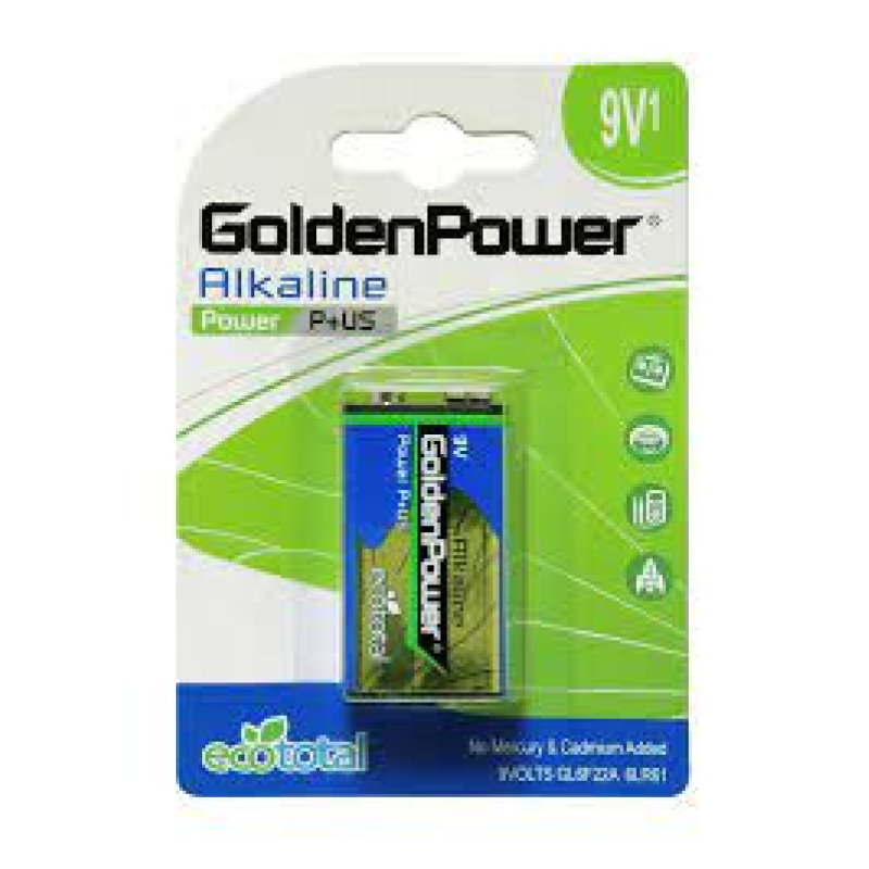Батарейка Golden Power EcoTotal 9V alkaline 6LR61 (Krona), лужна, 1 шт., ТІЛЬКИ ОРИгінал