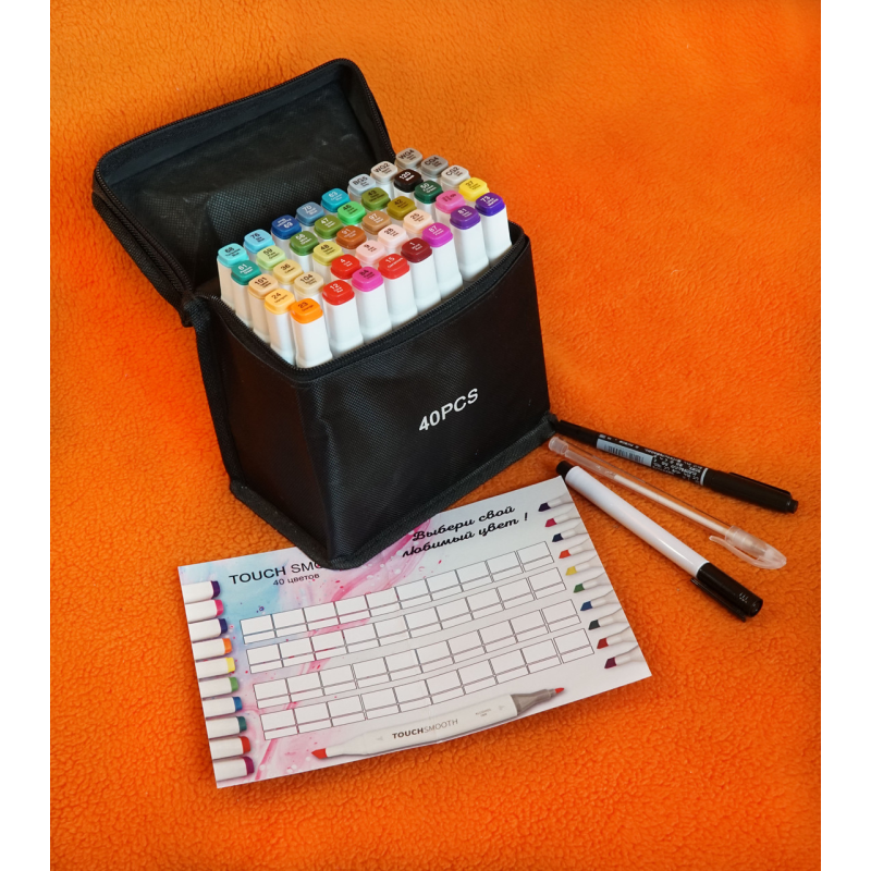Набір маркерів 40 штук Touch Smooth для малювання і скетчінга на спиртовій основі + ПОДАРУНОК