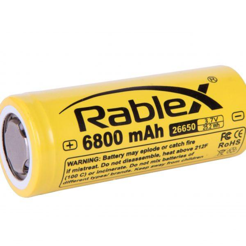 Акумулятор Rablex Li-ion 26650 (без захисту), 6800mAh, 3,7 V Акумулятор Rablex Li-ion 26650 (без захисту), 6800mAh, 3,7 V