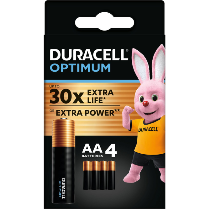 Батарейка Duracell OPTIMUM Alkaline LR6 (АА), лужна, 4 шт., ТІЛЬКИ ОРИГИНАЛ