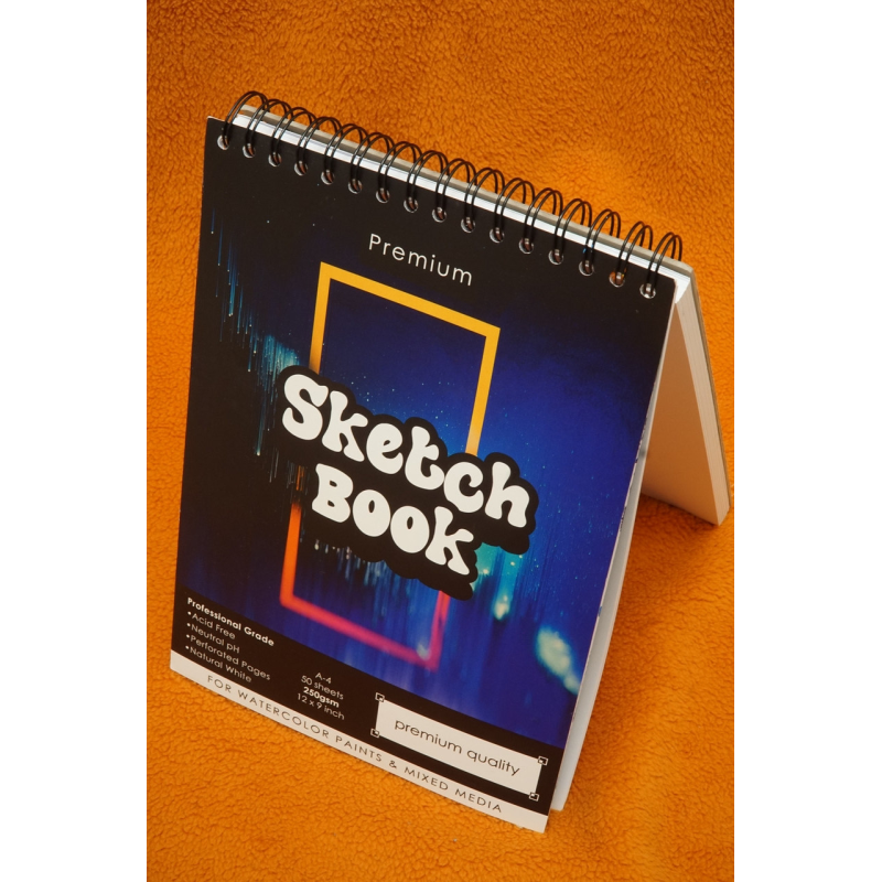 Скетчбук бумага акварельна на спіралі А4, 50 листів, 250 г/м2