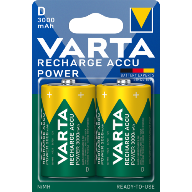 Акумулятор Varta D (R20), 3000 mAh Ni-MH, 2 шт. Акумулятор Varta D (R20), 3000 mAh Ni-MH, 2 шт.