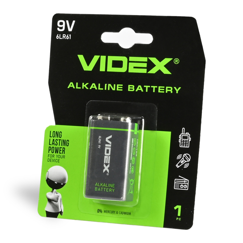 Батарейка Videx 6LR61 (Крона), 9V, лужна, 1 шт. Батарейка Videx 6LR61 (Крона), 9V, лужна, 1 шт.