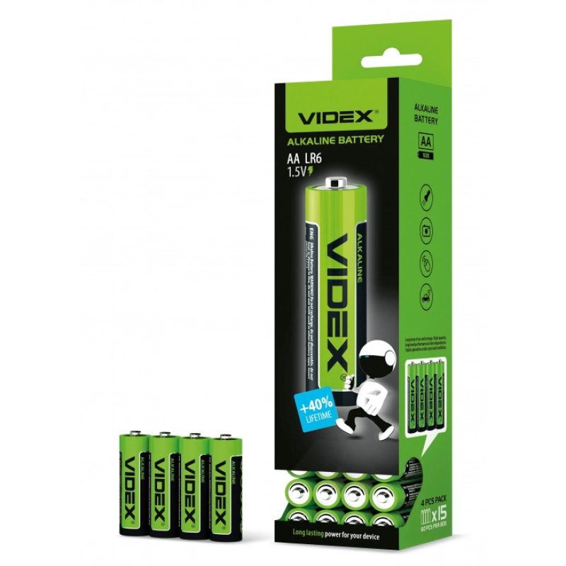 Батарейка VIDEX LR6 alkaline (АА), лужна, 1шт Батарейка VIDEX LR6 alkaline (АА), лужна, 1шт