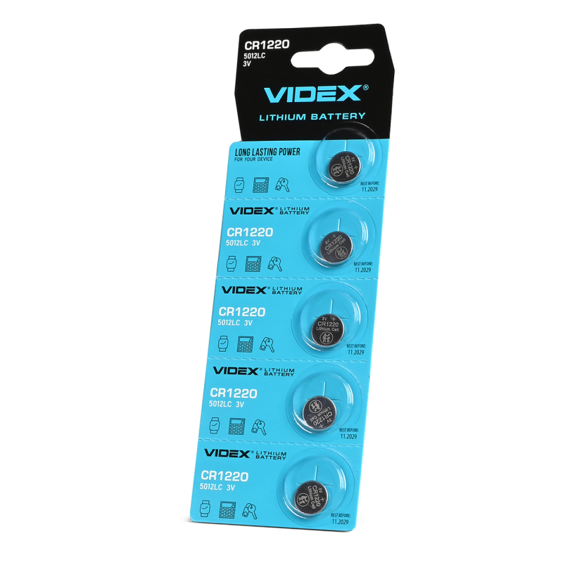 Батарейка Videx CR1220 Lithium, 3.0 V, 5 шт. Батарейка Videx CR1220 Lithium, 3.0 V, 5 шт.