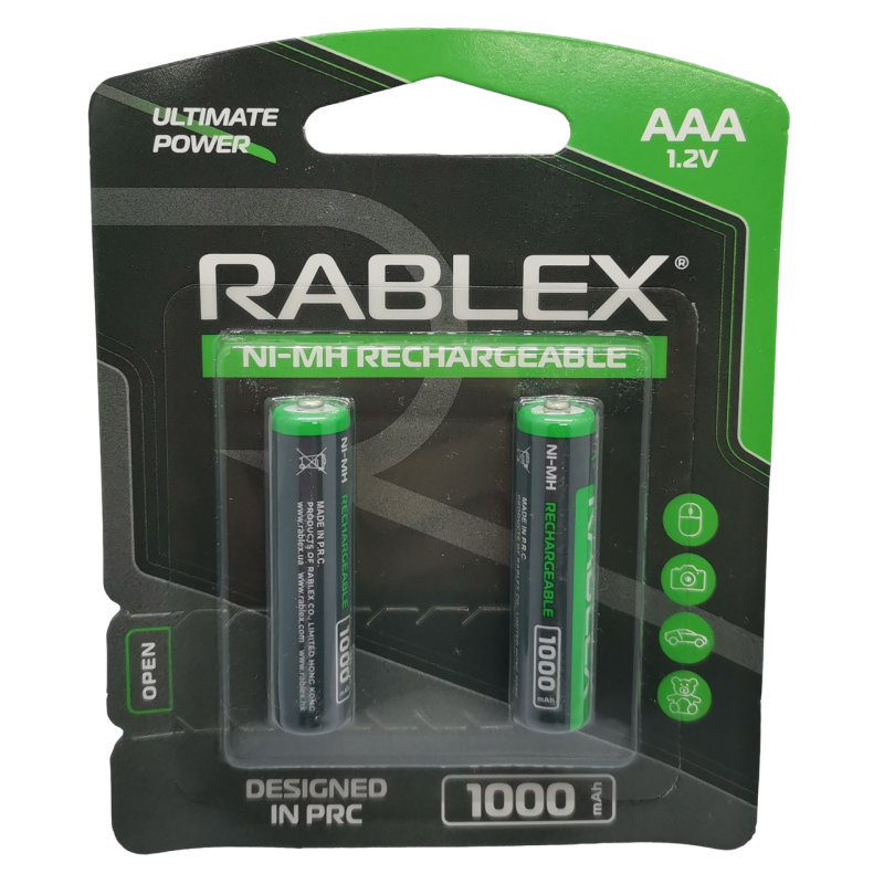 Акумулятор RABLEX R03 (AАА), 1000 mAh Ni-MH, 2 шт.