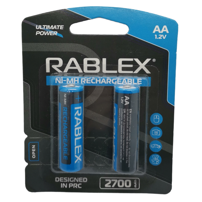 Аккумулятор RABLEX R6 (АА), 2700mAh Ni-MH, 2шт