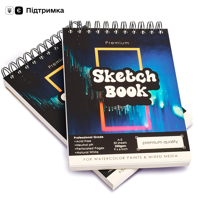 Папір для скетчингу А5 250 г\м2 для 50 аркушів, альбом для малювання на спіралі, Відеоогляд!