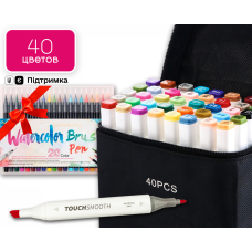 Набір для скетчів, художні спиртові маркери для скетчингу Touch Smooth 40 штук + 20 шт аквамаркеров