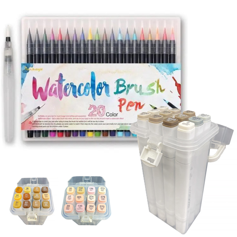 Набір скетч маркерів Touch Smooth на спиртовій основі 12 штук НА ВИБІР + 20 кольорів акварельних маркерів з пензликом