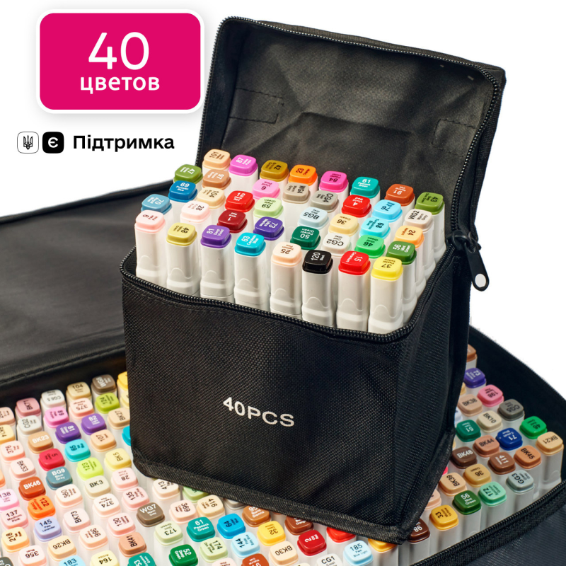 Професійні маркери для художників Touch 40 штук, двосторонні спиртові для малювання аніме Професійні маркери для художників Touch 40 штук, двосторонні спиртові для малювання аніме