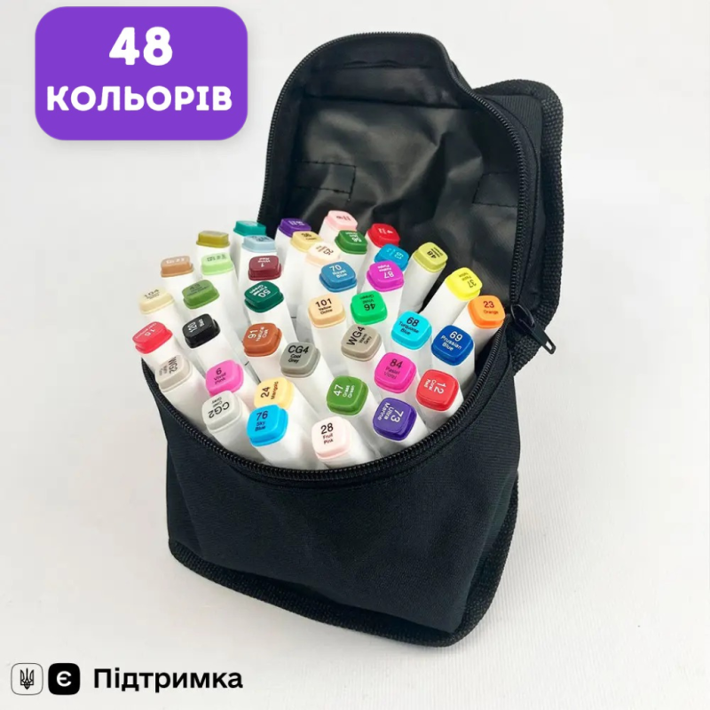 Набір двосторонніх маркерів Touch Smooth для скетчинга на спиртовій основі 48 штук Різнокольорові Набір двосторонніх маркерів Touch Smooth для скетчинга на спиртовій основі 48 штук Різнокольорові