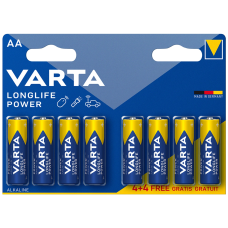 Батарейка Varta Longlife Power Alkaline LR6 (AA), лужна, 8 шт., 19,25 грн/шт.