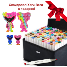 Набір якісних двосторонніх маркерів Touch Smooth спиртові для малювання 120 шт + Сквідопоп Хагі Вагі
